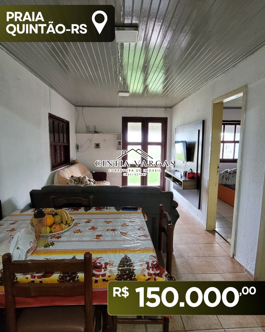 CASA MOBILIADA A APENAS 150M DO MAR EM QUINTÃO
